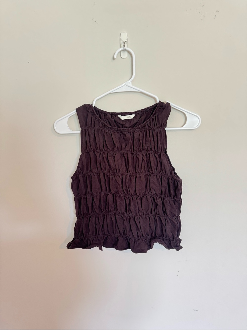 Smocked Sleeveless Women's Top - Brown